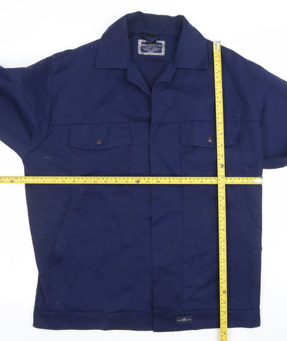 Work King Men’s Blue Long Sleeve Button-Up Workwear Shirt Size M