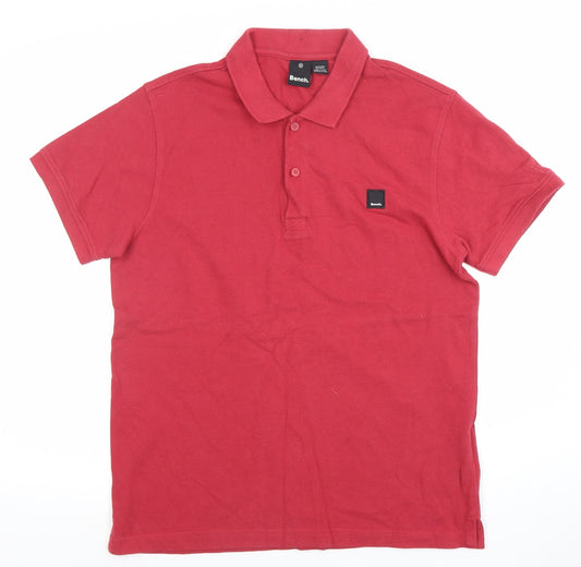 Bench Men's Red Cotton Polo Shirt Size M Short Sleeve Casual