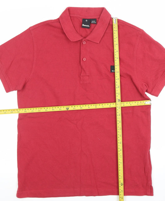 Bench Men's Red Cotton Polo Shirt Size M Short Sleeve Casual