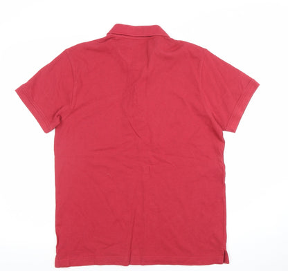 Bench Men's Red Cotton Polo Shirt Size M Short Sleeve Casual