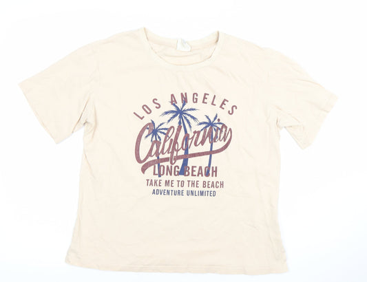 Womens UK Size M PINKSEA Beige Basic T-Shirt