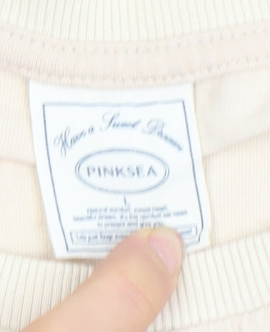 Womens UK Size M PINKSEA Beige Basic T-Shirt
