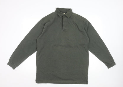 Haggar Men's Green Long Sleeve Cotton Polo Shirt Size M