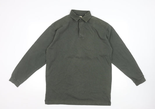 Haggar Men's Green Long Sleeve Cotton Polo Shirt Size M