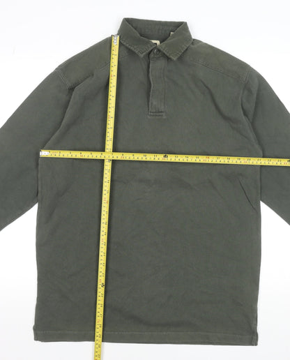 Haggar Men's Green Long Sleeve Cotton Polo Shirt Size M