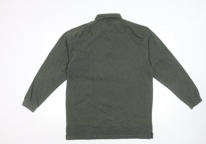 Haggar Men's Green Long Sleeve Cotton Polo Shirt Size M