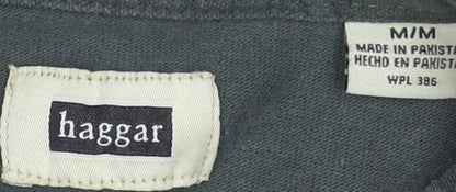 Haggar Men's Green Long Sleeve Cotton Polo Shirt Size M