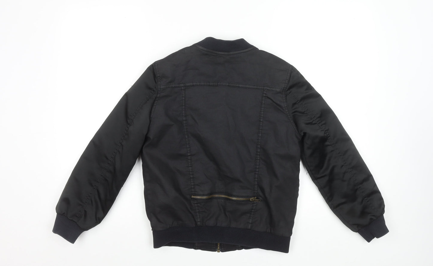 Zara Boys Black Bomber Jacket 9-10 Years Lined Cotton Nylon Zip Style