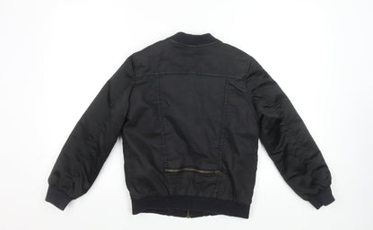 Zara Boys Black Bomber Jacket 9-10 Years Lined Cotton Nylon Zip Style
