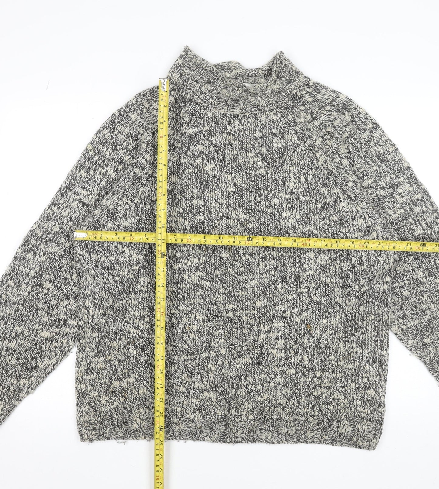 Marks and Spencer Men’s Grey Wool Blend Roll Neck Chunky Knit Jumper M