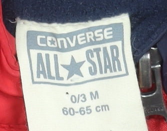 Converse Unisex Baby Red & Navy Puffer Snowsuit 0-3 Months Hooded Winter Suit
