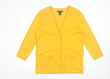 Womens UK Size M Lands' End Yellow Cardigan Jumper