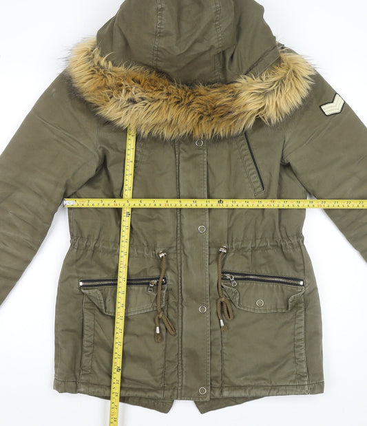 Womens UK Size 10 Pimkie Green Parka Coat