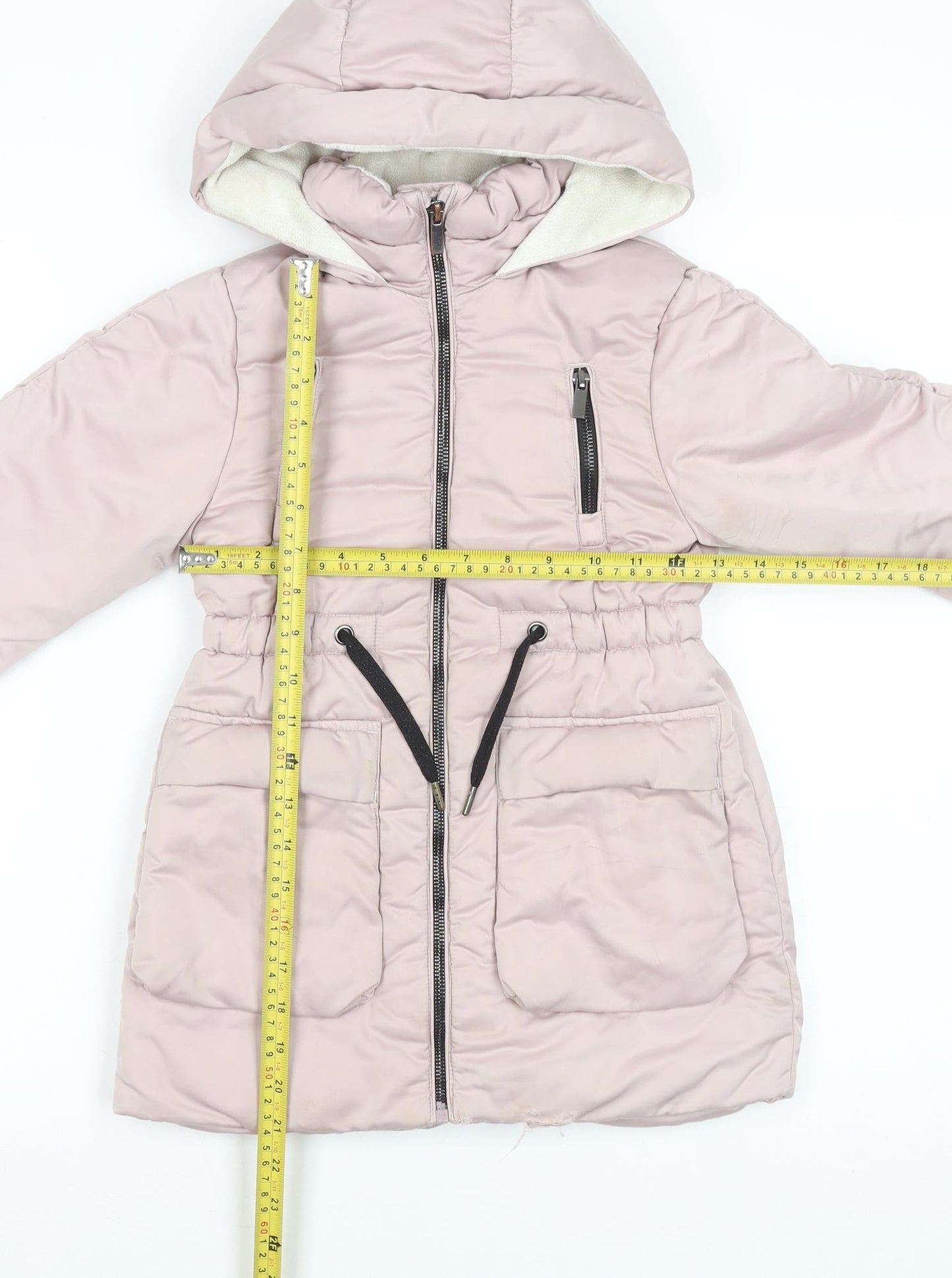 Next Girls Pink Hooded Puffer Coat 5 Years Winter Lined Jacket