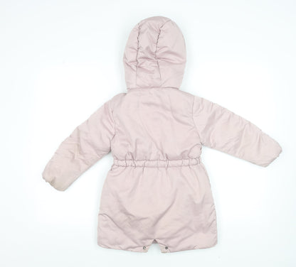 Next Girls Pink Hooded Puffer Coat 5 Years Winter Lined Jacket