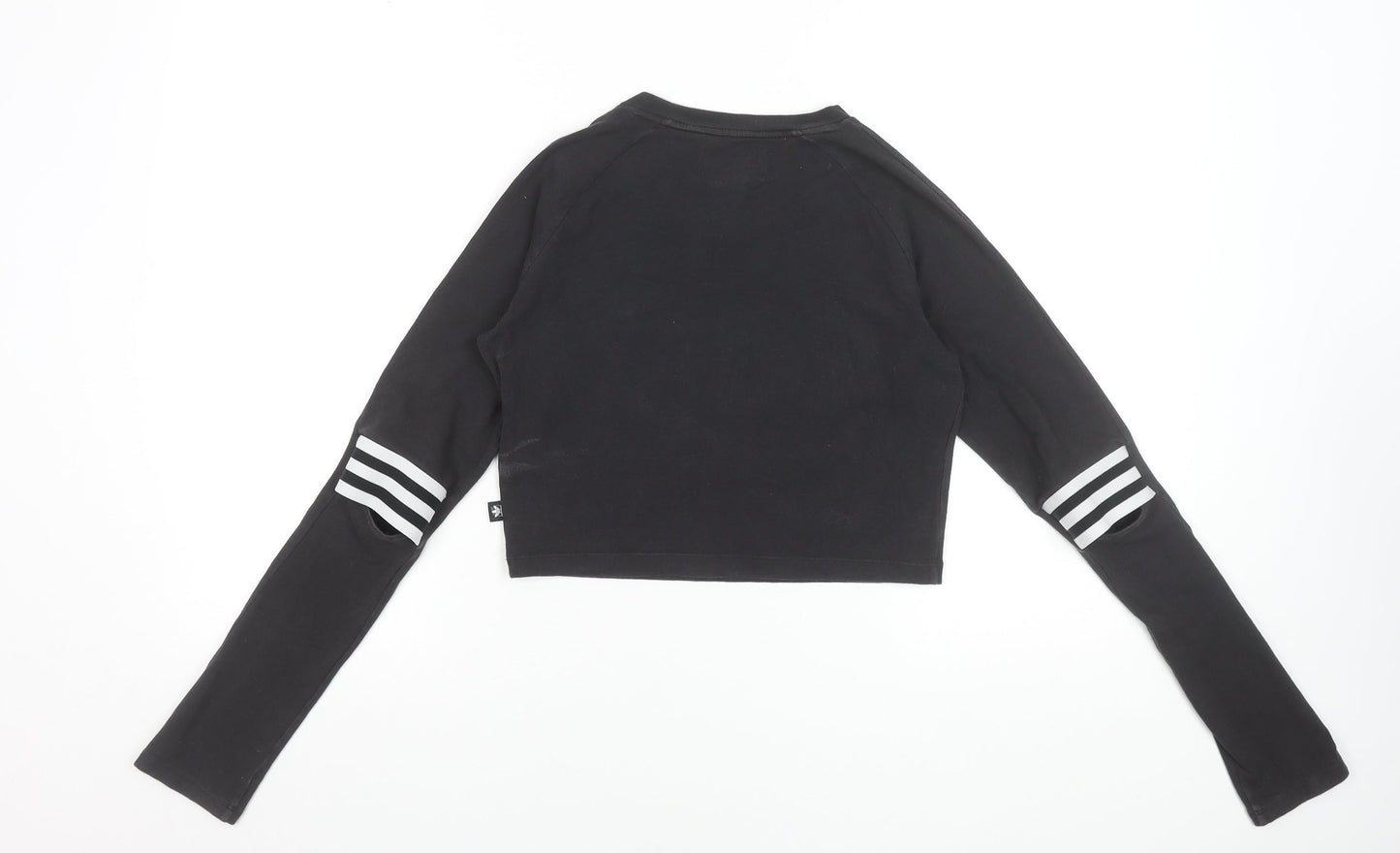 Womens UK Size 10 adidas Black Cropped T-Shirt