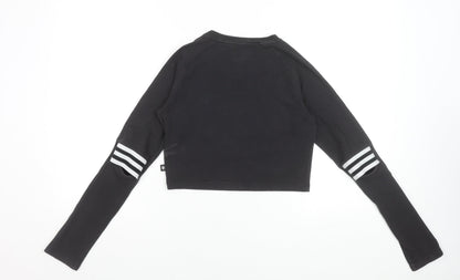 Womens UK Size 10 adidas Black Cropped T-Shirt