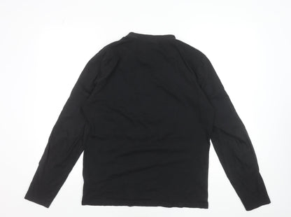 Napapijri Mens Black Long Sleeve Cotton T-Shirt Size M
