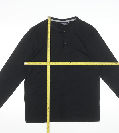 Mountain Warehouse Men's Black Bamboo Henley Long Sleeve T-Shirt M