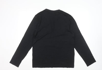 Mountain Warehouse Men's Black Bamboo Henley Long Sleeve T-Shirt M