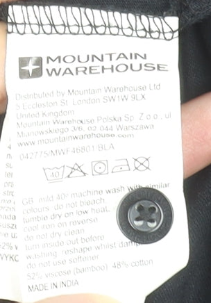 Mountain Warehouse Men's Black Bamboo Henley Long Sleeve T-Shirt M