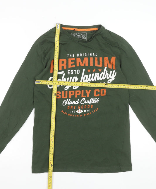 Tokyo Laundry Men's Green Long Sleeve Graphic T-Shirt Size S