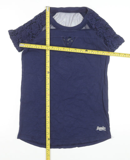 Womens UK Size S Superdry Blue Jersey T-Shirt
