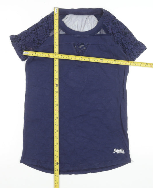 Womens UK Size S Superdry Blue Jersey T-Shirt