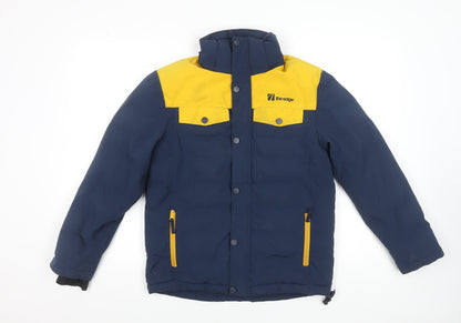The Edge Boys Blue & Yellow Puffer Jacket 11-12 Years Winter Hooded Coat