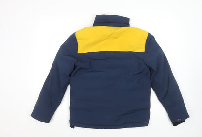 The Edge Boys Blue & Yellow Puffer Jacket 11-12 Years Winter Hooded Coat