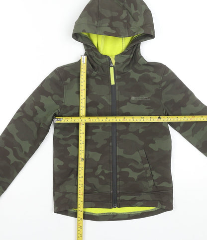 Mountain Warehouse Boys Green Camouflage Softshell Hooded Jacket 5-6 Years