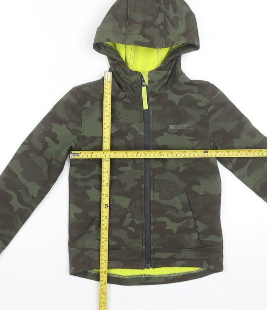 Mountain Warehouse Boys Green Camouflage Softshell Hooded Jacket 5-6 Years