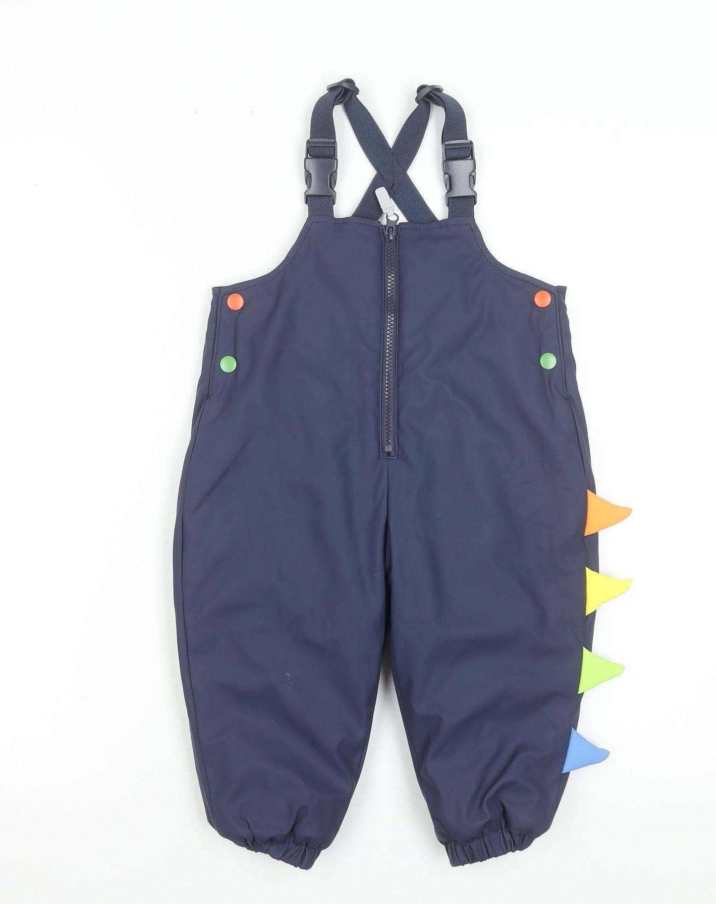 Nutmeg Boys Blue Dinosaur Waterproof Ski Salopettes 2 Years Winter Lined