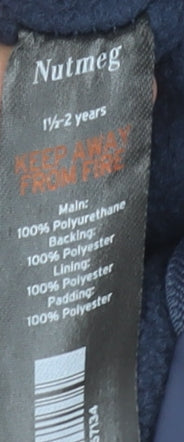 Nutmeg Boys Blue Dinosaur Waterproof Ski Salopettes 2 Years Winter Lined