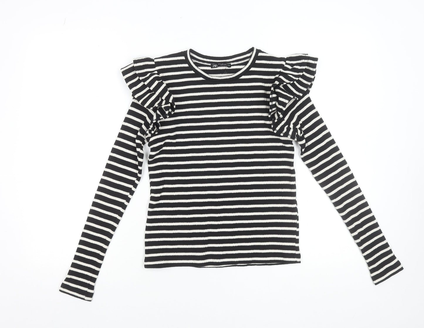 Womens UK Size S Zara Black Ringer T-Shirt