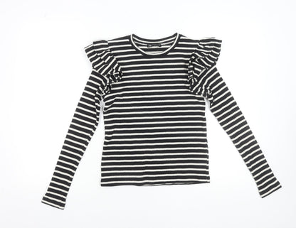 Womens UK Size S Zara Black Ringer T-Shirt