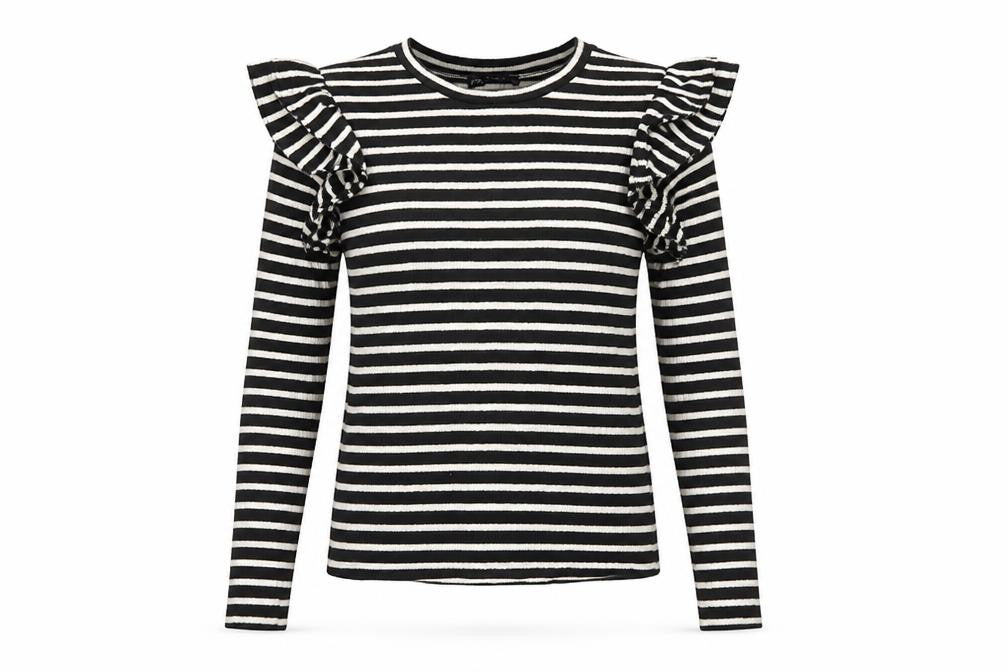 Womens UK Size S Zara Black Ringer T-Shirt
