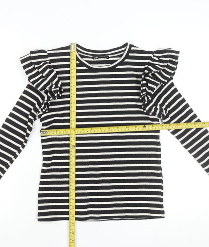 Womens UK Size S Zara Black Ringer T-Shirt