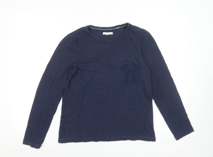 White Stuff Womens Blue Long Sleeve Cotton T-Shirt UK 10