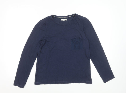 White Stuff Womens Blue Long Sleeve Cotton T-Shirt UK 10