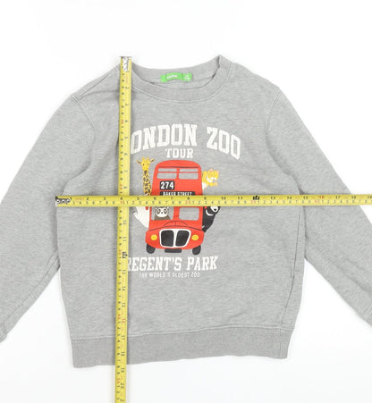 Bossini Boys Grey London Zoo Graphic Cotton Pullover Sweatshirt 9-10 Years
