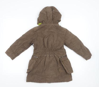 Marèse Girls Brown Floral Hooded Cotton Parka Coat 6 Years