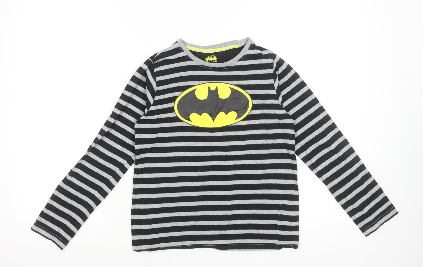 Batman Girls Black Striped Long Sleeve T-Shirt 9-10 Years Superhero Logo Top
