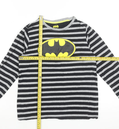 Batman Girls Black Striped Long Sleeve T-Shirt 9-10 Years Superhero Logo Top