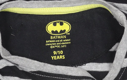 Batman Girls Black Striped Long Sleeve T-Shirt 9-10 Years Superhero Logo Top