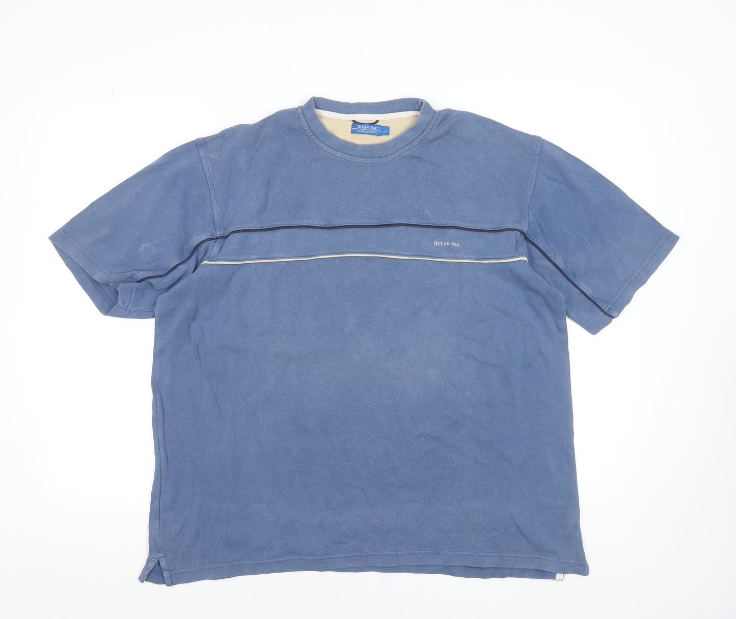Ocean Bay Men's Blue Cotton Crew Neck Short Sleeve T-Shirt Size L