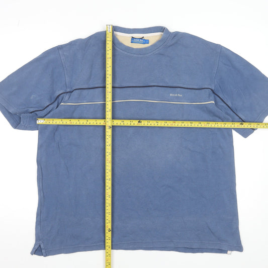 Ocean Bay Men's Blue Cotton Crew Neck Short Sleeve T-Shirt Size L