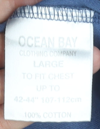 Ocean Bay Men's Blue Cotton Crew Neck Short Sleeve T-Shirt Size L