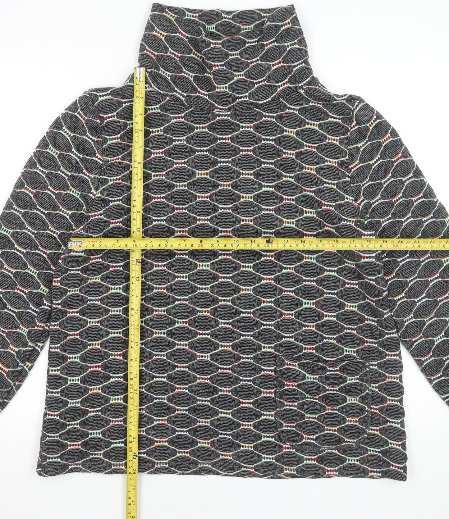 Luca Vanucci Women's Multicoloured Geometric Knit Roll Neck Tunic Blouse XL