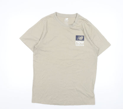 New Balance Men's Beige L Short Sleeve Crew Neck Sports T-Shirt